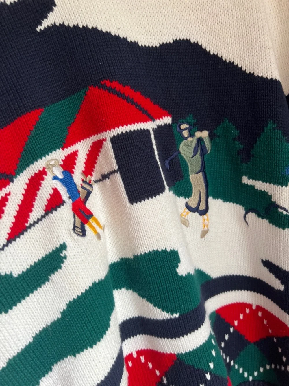 Vintage VTG Cotton Traders Golf Novelty Argyle Pullover Sweater Medium Cotton